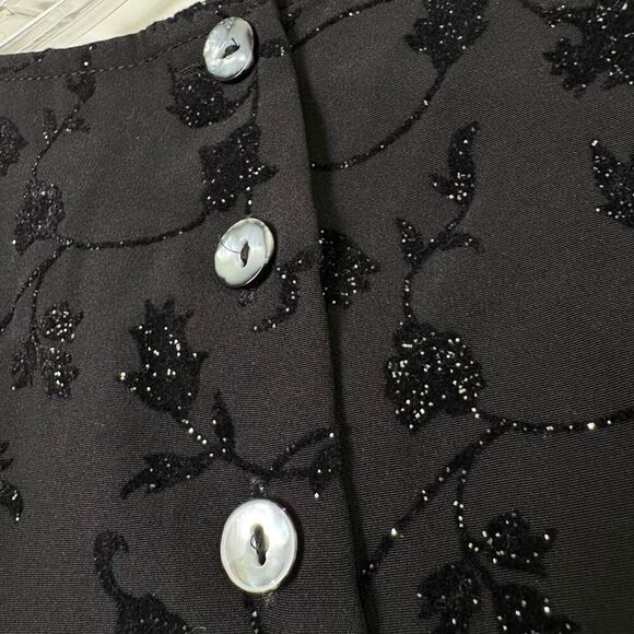 Vintage 90s Y2K Sparkly Dark Romantic Whimsygoth Fairy Black Top Sheer Panel - Picture 6 of 9